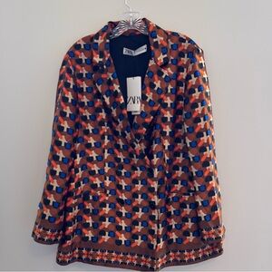 Zara Women's Geometric Multicolor Blazer